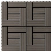 Ladrilhos de pavimento 22 pcs WPC 2m² 30x30 cm castanho-escuro