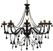 Lustre com contas lâmpadas 8 x E14 preto