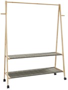 vidaXL Cabide com prateleiras e rodas 132x45,5x155,5 cm bambu