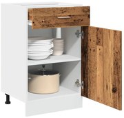 vidaXL Armário inferior c/ gavetas “Lyon” madeira velha