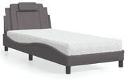 vidaXL Cama com colchão 90x190 cm couro artificial cinzento