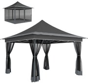 Outsunny Tenda Dobrável 3,5x3,5x3 m Altura Ajustável com Mosquiteiros Proteção UV50+ Bolsa Transporte Eventos Exterior Cinza Escuro | Aosom Portugal