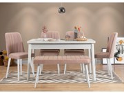 Conjunto de Mesa e Cadeiras Costa – Branco Pedra – Mesa: 120x77x75 cm,