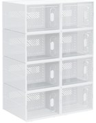 HOMCOM Armário Modular de Plástico Sapateira Modular com 8 Cubos Portas Magnéticas Organizador de Sapatos para Entrada Corredor Dormitório 25x35x19cm Transparente