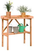 Mesa apoio p/ plantas c/ prateleira 78x38x82,5cm abeto castanho