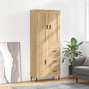 vidaXL Armário alto 69,5x34x180 cm derivados de madeira cor sonoma