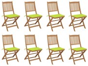 vidaXL Cadeiras de exterior dobráveis c/ almofadões 8pcs acácia maciça