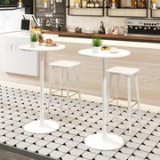 Conjunto 2 mesas bar redondas (BANCOS NÃO INCLUIDOS) com altura de bar 60 x 60 x 101,5 cm conversível em mesa de café com altura de 56 cm branca