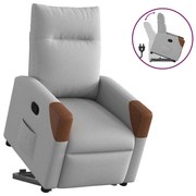 vidaXL Poltrona reclinável elevatória tecido cinzento-nublado