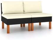vidaXL Sofás de centro 2 pcs vime PE e madeira de eucalipto maciça