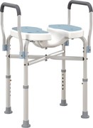 HOMCOM Cadeira de duche com apoios de braços assento de duche em U altura regulável antiderrapante 53 x 36 x 64-75 cm azul claro | Aosom Portugal