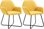 vidaXL Cadeiras de jantar 2 pcs tecido amarelo