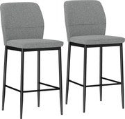 HOMCOM Conjunto de 2 Bancos Bar Altos de Cozinha com Encosto e Apoio para os Pés Estofados em Veludo 41x52x97 cm Cinza | Aosom Portugal