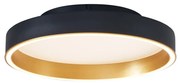 Plafon de design preto com dourado 40cm incl. LED com interruptor de 3 níveis - Ingo