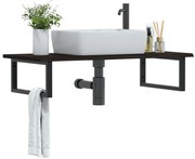 vidaXL Prateleira de parede p/ lavatório aço/madeira carvalho maciça