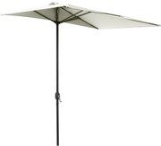 Outsunny Meio Chapéu de Sol 230x130x245 cm Chapéu de Sol para Parede Jardim com Manivela e Vara Metálica Ø38 mm Terraço Varanda Bege