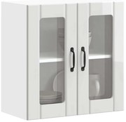 vidaXL Armário parede de cozinha porta vidro Lucca branco brilhante