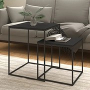 vidaXL Conjunto de mesas de centro 2 pcs derivados de madeira e metal