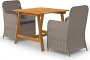 vidaXL 3 pcs conjunto de jantar para jardim castanho