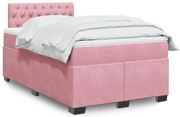 vidaXL Cama boxspring com colchão 120x200 cm veludo rosa