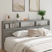 vidaXL Armário de cabeceira c/ luzes LED 220x17x102 cm cinzento sonoma