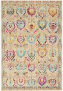 Tapete de pelo curto Kashan com ornamentos coloridos