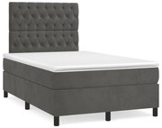 vidaXL Cama box spring colchão LED 120x190cm couro artif. cinza-escuro