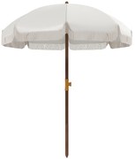 Outsunny Chapéu de Sol de Praia Ø190x210 cm com 8 Varas Abertura Manual Anti-UV Impermeável e Bolsa de Transporte para Jardim Creme