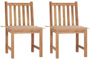 vidaXL Cadeiras de jardim c/ almofadões 2 pcs teca maciça