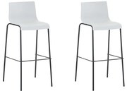 Conjunto de 2 bancos de bar Hoover em plástico e com estrutura preta 43 x 100 x 48 cm Branco