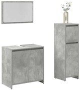 vidaXL 3 pcs conj. móveis casa banho derivados madeira cinza cimento