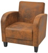 vidaXL Poltrona em camurça artificial castanho