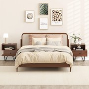 Conjunto de 2 mesas de cabeceira com gaveta removível e compartimento aberto 44 x 29 x 47 cm cor nogueira