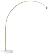 Candeeiro de Arco em Latão com Base em Mármore Branco Ajustável - XXL Moderno