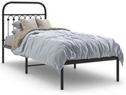 Estrutura de cama com cabeceira 80x200 cm metal preto