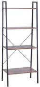 HOMCOM Estante Escada 4 Prateleiras Sala Estar Design Moderno Funcional 60x35x145cm Preto Madeira Durável | Aosom Portugal