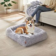 Cama para cães 91 x 68 x 18 cm com rebordos elevados e cobertura amovível cinzento