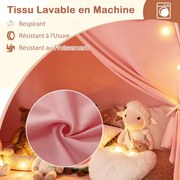 Tenda infantil para brincar com tapete acolchoado antiderrapante, bandeiras, luzes de corda, janelas para crianças de 3 a 14 anos, bege