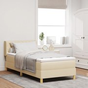 Cama box spring vidaXL com colchão creme 90x190 cm tecido, Cabeceira v
