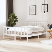 vidaXL Estrutura de cama king 150x200 cm madeira maciça branco