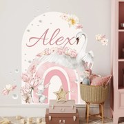 Autocolantes de parede - Cisne com arco-íris