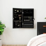 vidaXL Móvel para joias de parede espelhado com luzes LED preto
