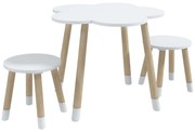 ZONEKIZ Conjunto de Mesa e 2 Cadeira para Crianças de 2-5 Anos Mesa com Forma de Flor Ø59x50 cm e Cadeiras Ø28x26 cm Branco