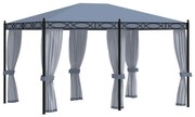 vidaXL Gazebo com proteções em rede 3x4 m aço antracite