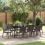 vidaXL Conjunto de Jantar pra Jardim com 9 peças e almofadas marrons em rattan sintético