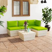 5 pcs conjunto lounge de paletes + almofadões madeira de abeto