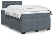 Cama boxspring com colchão 120x200 cm veludo cinzento-escuro