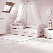 Cama infantil branca Luk gato 160x80 com gaveta - colchão e estrado incluído