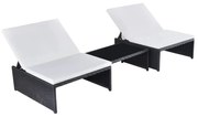 vidaXL Cadeiras jardim reclináveis 2 pcs com mesa vime PE preto