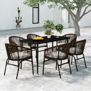 vidaXL 7 pcs conjunto de jantar para jardim castanho